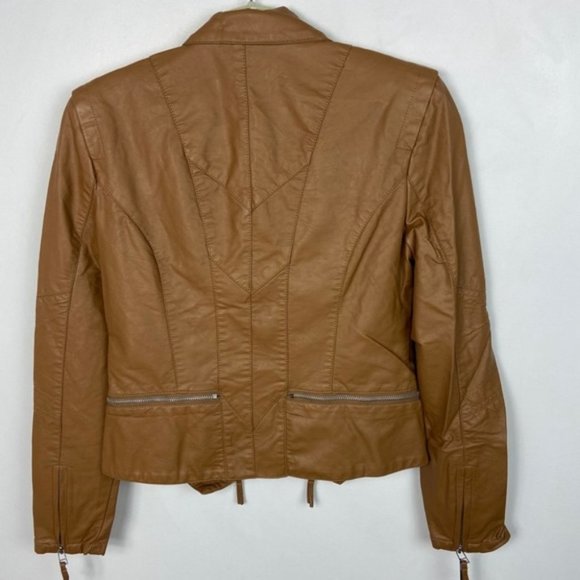 NWT Blank NYC Faux Leather Brown Moto Jacket Zips NEw With Tags Sz Small Medium - Picture 12 of 14